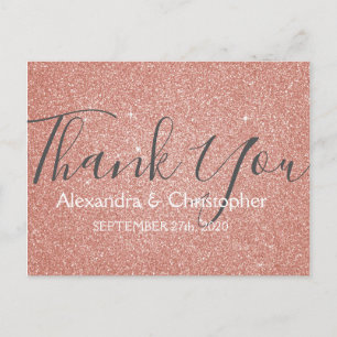 Roze Rose Gold Glitter en Sparkle Hartelijk dank Briefkaart