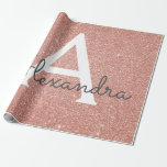 Roze Rose Gold Glitter en Sparkle Monogram Cadeaupapier<br><div class="desc">Roze Rose Gold Faux Glitter en Sparkle Elegant Gift Wrapping Paper. Dit cadeaupapier kan worden aangepast om uw initiaal en voornaam op te nemen voor een cadeaupakket voor een Baby shower,  Vrijgezellenfeest,  vrijgezellenfeest of verjaardagsfeest voor meisjes.</div>