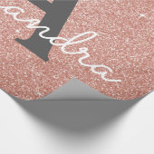 Roze Rose Gold Glitter en Sparkle Monogram Cadeaupapier (Hoek)
