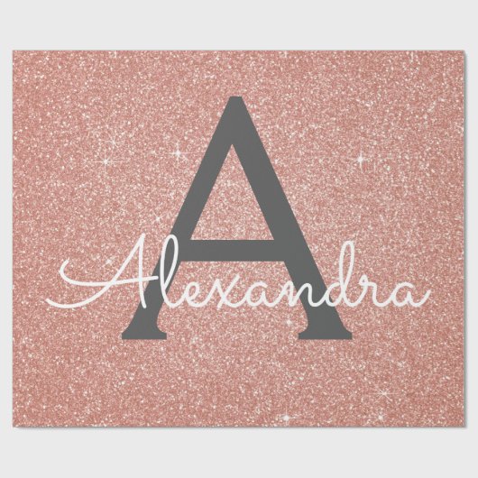 Roze Rose Gold Glitter en Sparkle Monogram Cadeaupapier (Vlak)