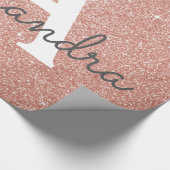 Roze Rose Gold Glitter en Sparkle Monogram Cadeaupapier (Hoek)