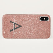 Roze Rose Gold Glitter en Sparkle Monogram Case-Mate iPhone Case (Achterkant (horizontaal))