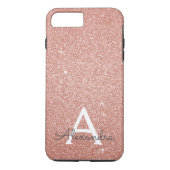 Roze Rose Gold Glitter en Sparkle Monogram Case-Mate iPhone Case (Achterkant)