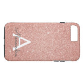 Roze Rose Gold Glitter en Sparkle Monogram Case-Mate iPhone Case (Achterkant (Horizontaal))