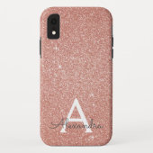 Roze Rose Gold Glitter en Sparkle Monogram Case-Mate iPhone Case (Achterkant)