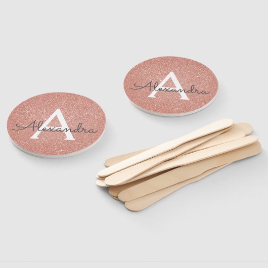 Roze Rose Gold Glitter en Sparkle Monogram Handwaaier (Niet-gemonteerd)