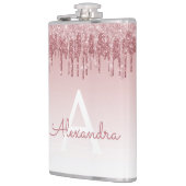 Roze Rose Gold Glitter en Sparkle Monogram Heupfles (Links)