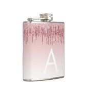 Roze Rose Gold Glitter en Sparkle Monogram Heupfles (Rechts)