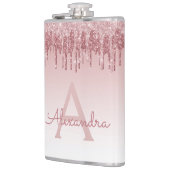 Roze Rose Gold Glitter en Sparkle Monogram Heupfles (Links)