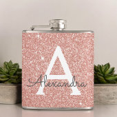 Roze Rose Gold Glitter en Sparkle Monogram Heupfles