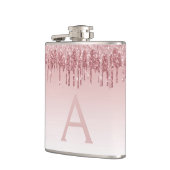 Roze Rose Gold Glitter en Sparkle Monogram Heupfles (Links)