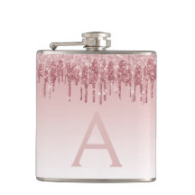 Roze Rose Gold Glitter en Sparkle Monogram