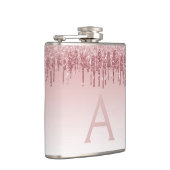 Roze Rose Gold Glitter en Sparkle Monogram Heupfles (Rechts)