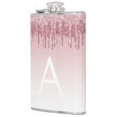 Roze Rose Gold Glitter en Sparkle Monogram Heupfles (Links)