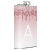 Roze Rose Gold Glitter en Sparkle Monogram Heupfles (Rechts)
