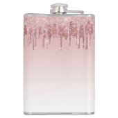 Roze Rose Gold Glitter en Sparkle Monogram Heupfles (Achterkant)