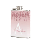 Roze Rose Gold Glitter en Sparkle Monogram Heupfles (Links)