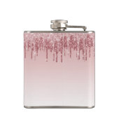 Roze Rose Gold Glitter en Sparkle Monogram Heupfles (Achterkant)