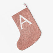 Roze Rose Gold Glitter en Sparkle Monogram Kleine Kerstsok (Achterkant (Hangend))
