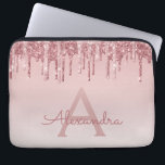 Roze Rose Gold Glitter en Sparkle Monogram Laptop Sleeve<br><div class="desc">Blush Roze - Roos Gold Faux Drijvende glitter en Sparkle Elegant Monogram Computer Hoesje. Dit monogrammed hoesje kan worden aangepast om uw initiaal en voornaam te omvatten.</div>