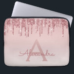 Roze Rose Gold Glitter en Sparkle Monogram Laptop Sleeve<br><div class="desc">Blush Roze - Roos Gold Faux Drijvende glitter en Sparkle Elegant Monogram Computer Hoesje. Dit monogrammed hoesje kan worden aangepast om uw initiaal en voornaam te omvatten.</div>