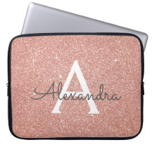 Roze Rose Gold Glitter en Sparkle Monogram