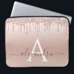 Roze Rose Gold Glitter en Sparkle Monogram Laptop Sleeve<br><div class="desc">Roze Rose Gold Faux Glitter en Sparkle Elegant Monogram Hoesje. Dit hoesje kan worden aangepast om uw initiaal en voornaam te omvatten.</div>