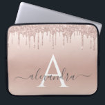 Roze Rose Gold Glitter en Sparkle Monogram Laptop Sleeve<br><div class="desc">Roze Rose Gold Faux Glitter en Sparkle Elegant Monogram Hoesje. Dit hoesje kan worden aangepast om uw initiaal en voornaam te omvatten.</div>