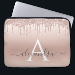 Roze Rose Gold Glitter en Sparkle Monogram Laptop Sleeve<br><div class="desc">Roze Rose Gold Faux Glitter en Sparkle Elegant Monogram Hoesje. Dit hoesje kan worden aangepast om uw initiaal en voornaam te omvatten.</div>
