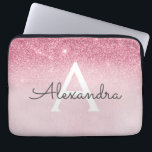 Roze Rose Gold Glitter en Sparkle Monogram Laptop Sleeve<br><div class="desc">Roze Rose Gold Faux Glitter en Sparkle Modern en Elegant Monogram Hoesje. Dit hoesje kan worden aangepast om uw initiaal en voornaam op te nemen.</div>