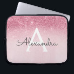 Roze Rose Gold Glitter en Sparkle Monogram Laptop Sleeve<br><div class="desc">Blush Pink - Roos Gold Ombre Faux Glitter en Sparkle Modern en elegant Monogram Hoesje. Dit hoesje kan worden aangepast om uw initiaal en voornaam op te nemen.</div>