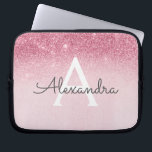 Roze Rose Gold Glitter en Sparkle Monogram Laptop Sleeve<br><div class="desc">Blush Pink - Roos Gold Ombre Faux Glitter en Sparkle Modern en elegant Monogram Hoesje. Dit hoesje kan worden aangepast om uw initiaal en voornaam op te nemen.</div>