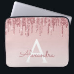 Roze Rose Gold Glitter en Sparkle Monogram Laptop Sleeve<br><div class="desc">Blush Roze - Roos Gold Faux Drijvende glitter en Sparkle Elegant Monogram Computer Hoesje. Dit monogrammed hoesje kan worden aangepast om uw initiaal en voornaam te omvatten.</div>