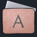 Roze Rose Gold Glitter en Sparkle Monogram Laptop Sleeve<br><div class="desc">Roze roze roodbruin en koolgrijs (grijs) Faux Glitter en Sparkle Elegant Monogram Hoesje. Dit hoesje kan worden aangepast om uw initiaal en voornaam te omvatten.</div>