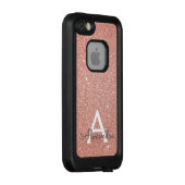 Roze Rose Gold Glitter en Sparkle Monogram LifeProof iPhone Hoesje (Achterkant / rechts)