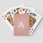 Roze Rose Gold Glitter en Sparkle Monogram Pokerkaarten (Achterkant)