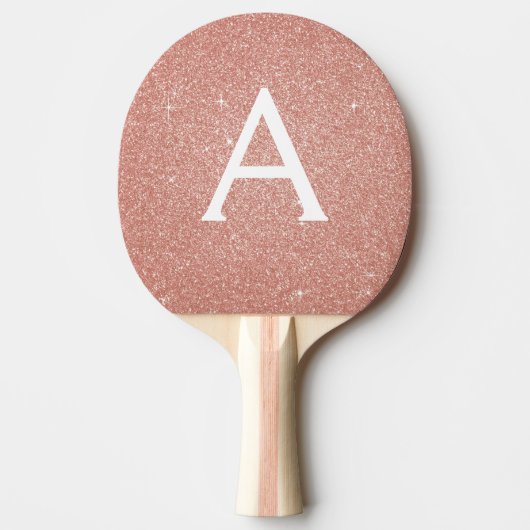 Roze Rose Gold Glitter en Sparkle Monogram Tafeltennisbatje (Voorkant)