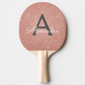 Roze Rose Gold Glitter en Sparkle Monogram Tafeltennisbatje (Voorkant)