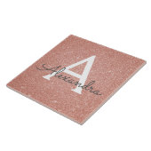 Roze Rose Gold Glitter en Sparkle Monogram Tegeltje (Zijkant)