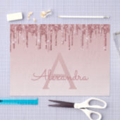 Roze Rose Gold Glitter en Sparkle Monogram Tissuepapier (Craft)