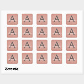 Roze Rose Gold Glitter en Sparkle Monogram Vierkante Sticker (Vel)