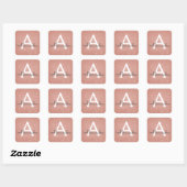 Roze Rose Gold Glitter en Sparkle Monogram Vierkante Sticker (Vel)