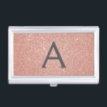 Roze Rose Gold Glitter en Sparkle Monogram Visitekaarthouder<br><div class="desc">Pink Rose Gold en Charcoal Grey (grijs) Faux Glitter en Sparkle Elegant Monogram visitekaarthouder is perfect voor een Microblading,  Nail Salon,  Skin Care,  Wimper Uitbreiding of Hair and Make Up Beauty Salon Business. Deze visitekaarthouder kan worden aangepast om uw initiaal en voornaam op te nemen.</div>