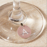 Roze Rose Gold Glitter en Sparkle Monogram Wijnglashanger<br><div class="desc">Roze Rose Gold Faux Glitter en Sparkle Elegant Monogram Wine Charm. Deze Wijnhandboeken kunnen worden aangepast om uw initiaal en voornaam op te nemen. De Roos Gold Glitter Wine Charms geeft een geweldig Vrijgezellenfeest,  Birthday Party of Bachelorette Party cadeau aan die speciale persoon die van roze houdt.</div>