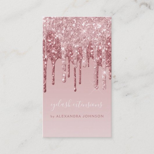 Roze Rose Gold Glitter Eyelash Extensions Lashes Visitekaartje (Voorkant)