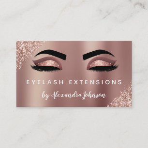 Roze Rose Gold Glitter Eyelash Lashes Extensions Visitekaartje