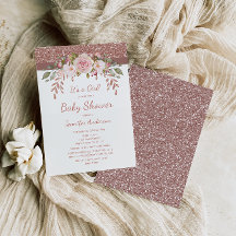 Roze Rose Gold Glitter Girl Baby shower