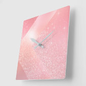 Roze Rose Gold Glitter Glass Grey Abstract Vierkante Klok (Hoek)