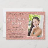 Roze Rose Gold Glitter Graduation Party - Foto Kaart (Voorkant)