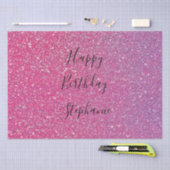 Roze Rose Gold Glitter Happy Birthday Eigen naam Tissuepapier (Craft)